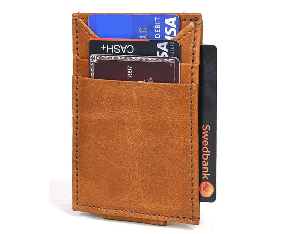Sestao Leather Minimalist Money Clip Wallet - Cinnamon - Aaron Leather Goods