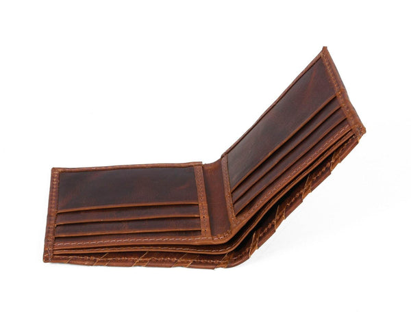 Detroit Leather Bi - fold Mens Wallet - Brown - Aaron Leather Goods