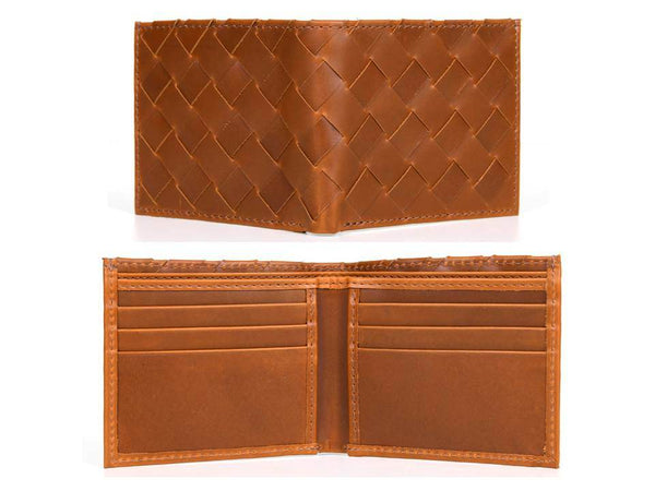 Detroit Leather Bi - fold Mens Wallet - Chestnut - Aaron Leather Goods