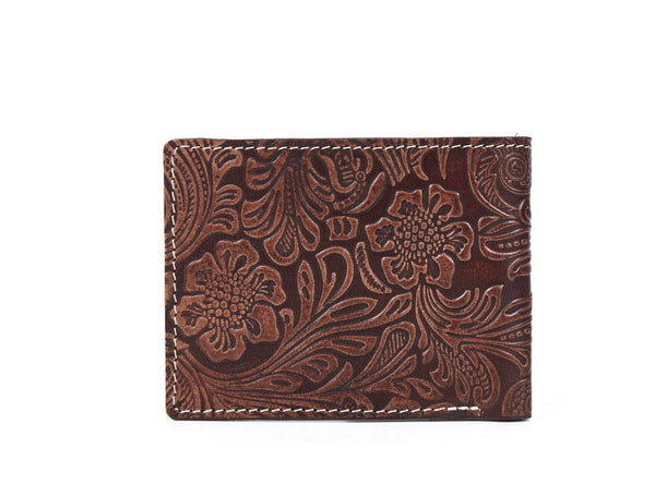Wichita Leather Bi - fold Mens Wallet - Brown - Aaron Leather Goods