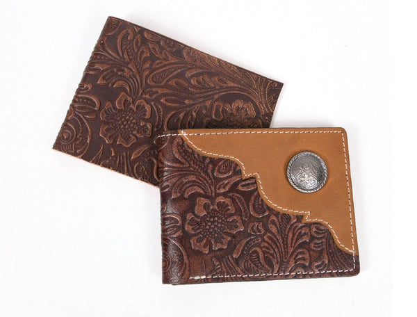 Wichita Leather Bi - fold Mens Wallet - Brown - Aaron Leather Goods