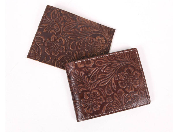 Wichita Leather Bi - fold Mens Wallet - Brown - Aaron Leather Goods
