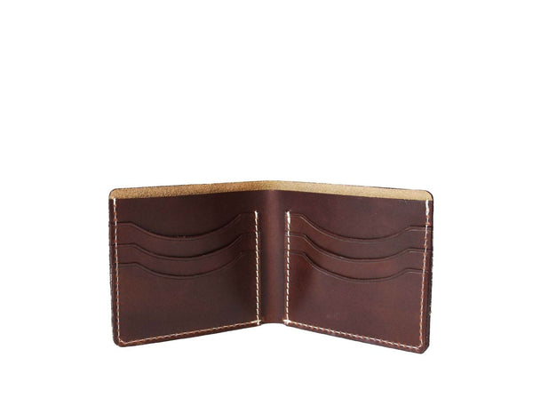Paso Leather Bi - fold Mens Wallet - Dark Brown - Aaron Leather Goods