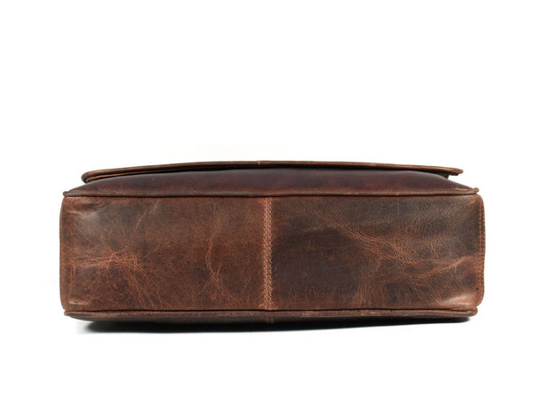 Savona Leather Messenger Bag - Walnut Brown - Aaron Leather Goods