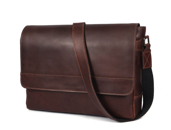 Boulder Leather Messenger Bag & Organizer Combo - Walnut - Aaron Leather Goods