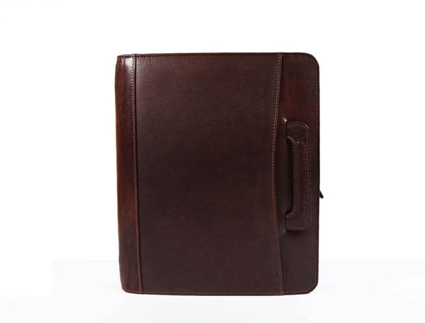 Aaron Leather Goods leather Briefcase & Organizer Combo - Brown - Aaron Leather Goods