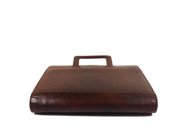 Aaron Leather Goods leather Briefcase & Organizer Combo - Brown - Aaron Leather Goods