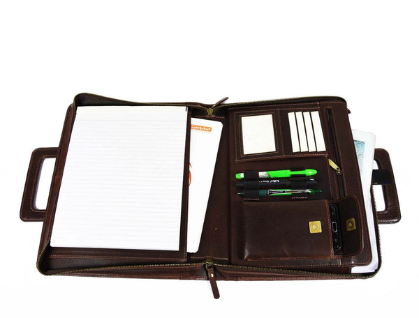 Tulsa Leather Organizer - Walnut Brown - Aaron Leather Goods