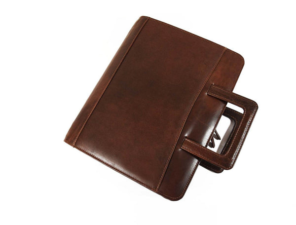 Aaron Leather Goods leather Briefcase & Organizer Combo - Brown - Aaron Leather Goods