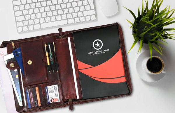 Austin Leather Organizer - Walnut - Aaron Leather Goods