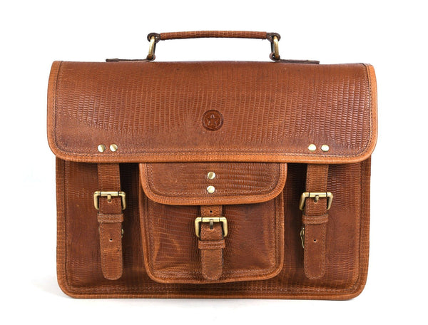 Ancona Leather Office Bag 15" - Gingerbread - Aaron Leather Goods