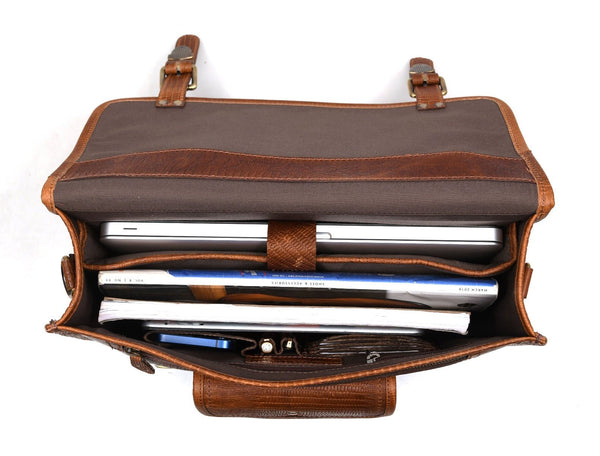 Ancona Leather Office Bag 15" - Gingerbread - Aaron Leather Goods