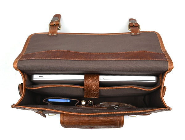 Ancona Leather Office Bag 15" - Gingerbread - Aaron Leather Goods