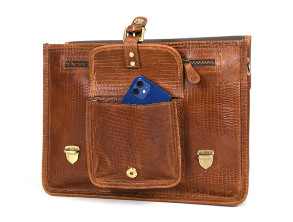 Ancona Leather Office Bag 15" - Gingerbread - Aaron Leather Goods