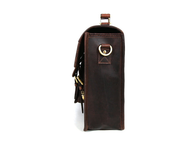 Ancona Leather Office Bag 15" - Walnut - Aaron Leather Goods