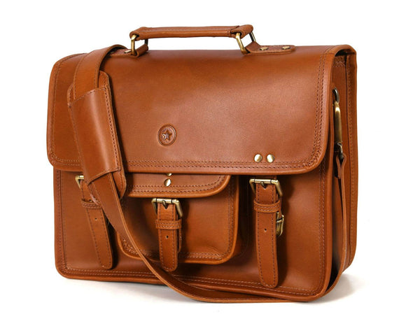 Aaron Leather Goods leather Briefcase & Organizer Combo - Brown - Aaron Leather Goods