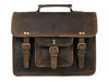 Aaron Leather Goods leather Briefcase & Organizer Combo - Brown - Aaron Leather Goods