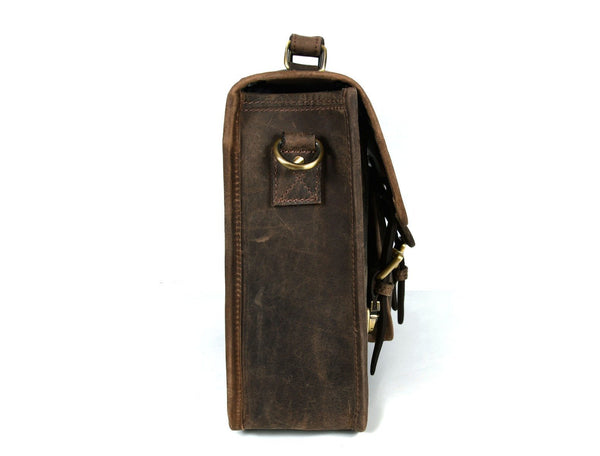 Ancona Leather Office Bag 15" - Brown - Aaron Leather Goods