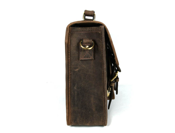 Aaron Leather Goods leather Briefcase & Organizer Combo - Brown - Aaron Leather Goods