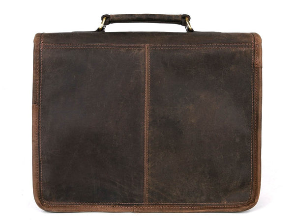 Aaron Leather Goods leather Briefcase & Organizer Combo - Brown - Aaron Leather Goods