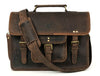 Aaron Leather Goods leather Briefcase & Organizer Combo - Brown - Aaron Leather Goods