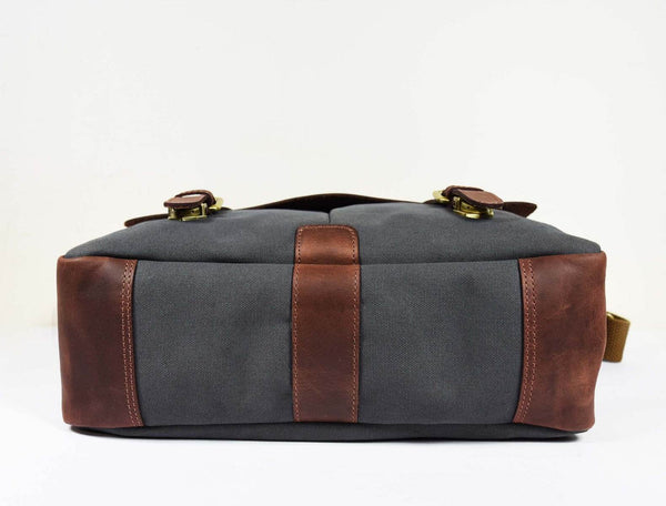 Prato Canvas Messenger Bag - Charcoal Grey - Aaron Leather Goods