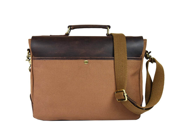 Prato Canvas Messenger Bag - Beige - Aaron Leather Goods
