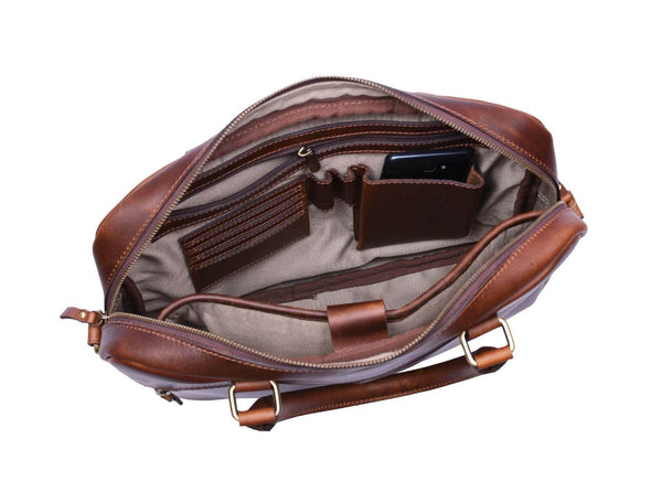 Madison Leather Office Bag - Lux Tan - Aaron Leather Goods