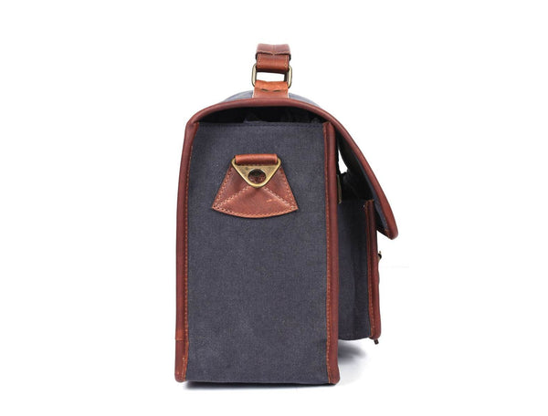 Lourdes Canvas Camera Bag - Gray - Aaron Leather Goods