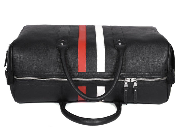 Black Premium Leather Travel Duffle Bag - Aaron Leather Goods