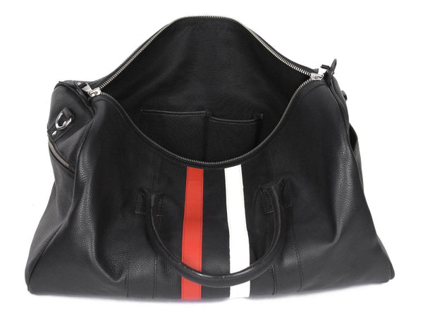 Black Premium Leather Travel Duffle Bag - Aaron Leather Goods