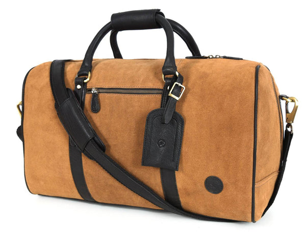 Vermont Leather Suede Weekender Bag - Brown - Aaron Leather Goods