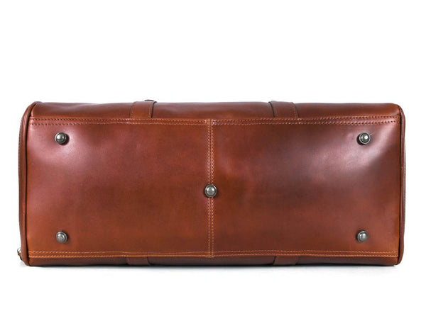 Austin Leather Overnight Bag - Walnut - Aaron Leather Goods