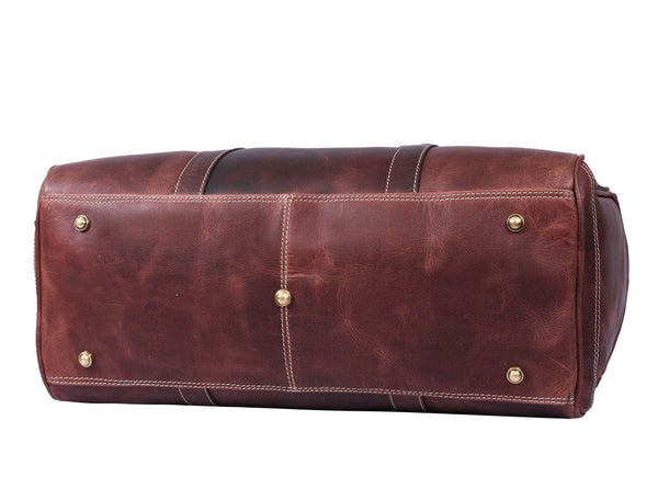 Arezzo Leather Overnight Bag - Walnut Brown - Aaron Leather Goods
