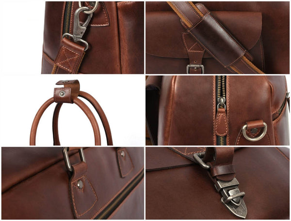 Bordeaux Leather Duffle Bag – Walnut Brown - Aaron Leather Goods