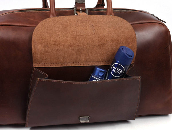 Bordeaux Leather Duffle Bag – Walnut Brown - Aaron Leather Goods