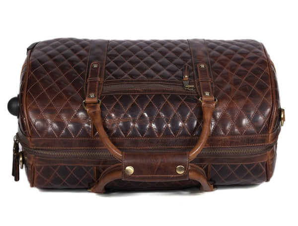 Ascend Quilted Leather Trolley Bag - Brown - Aaron Leather Goods