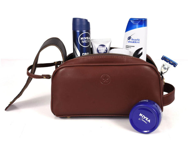 Omaha Leather Toiletry Bag - Multicolor - Aaron Leather Goods