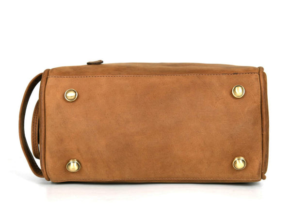 Omaha Leather Toiletry Bag - Tortilla Brown - Aaron Leather Goods