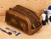 Omaha Leather Toiletry Bag - Penny Brown - Aaron Leather Goods