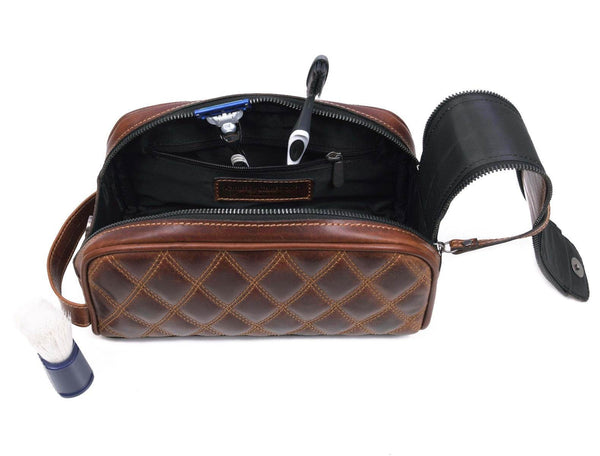 Ample Glide Quilted Leather Toiletry Bag - Aaron Leather Goods