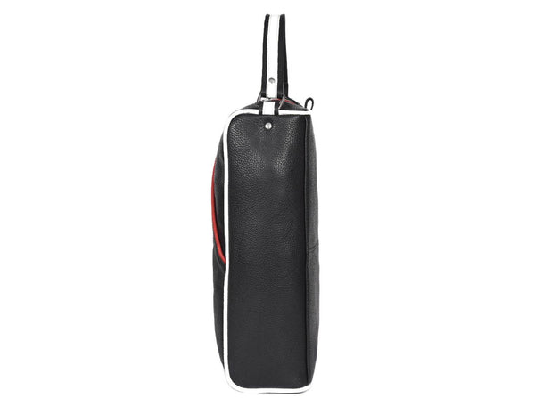 Premium Black Leather Wash Bag with Top Carry Handle - Aaron Leather Goods
