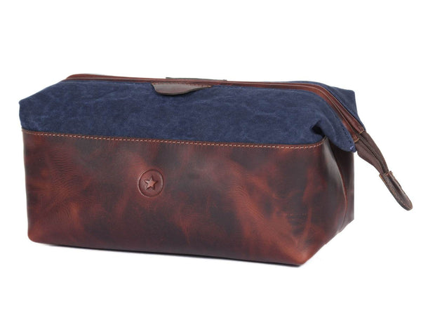 Rogue Leather Canvas Washbag - Aaron Leather Goods