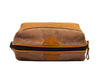 Valencia Canvas Leather Toiletry Bag - Caramel Brown - Aaron Leather Goods