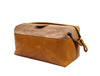 Valencia Canvas Leather Toiletry Bag - Caramel Brown - Aaron Leather Goods