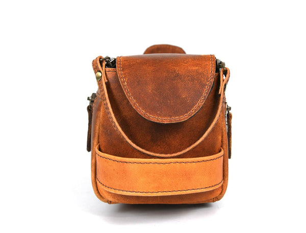 Arousa Leather Toiletry Bag - Caramel Brown - Aaron Leather Goods