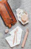 Arousa Leather Toiletry Bag - Caramel Brown - Aaron Leather Goods