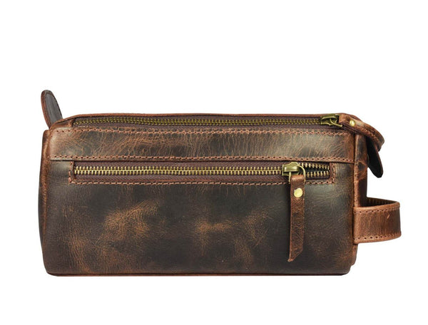 Arousa Leather Toiletry Bag - Brown - Aaron Leather Goods