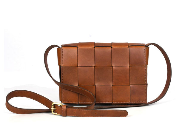 Cieza Sling Bag - Caramel Brown ( Upcycled Leather ) - Aaron Leather Goods
