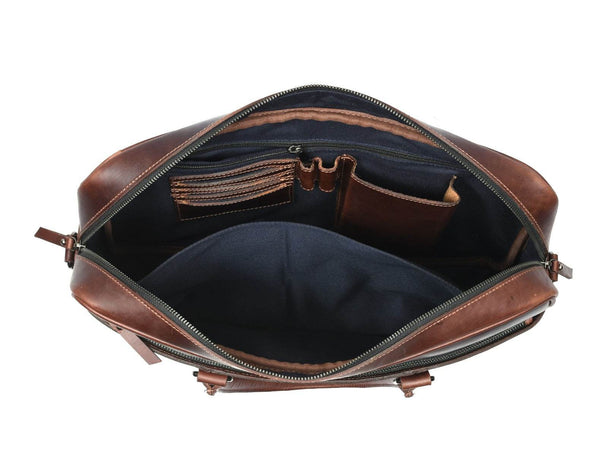 Broadway Leather Office Bag – Walnut Brown - Aaron Leather Goods